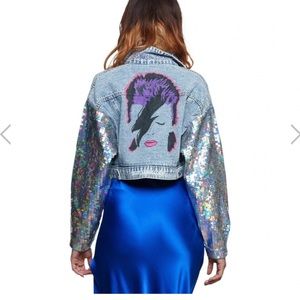 Wren + Glory David Bowie Denim Crop Jacket NWT XS/S
